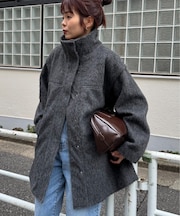 【高見え&着映え】シャギー袖取り外しスタンドハーフコート