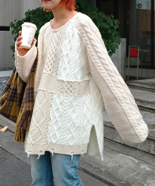 【etsinta/エシンタ】リメイクオーバーラムニット