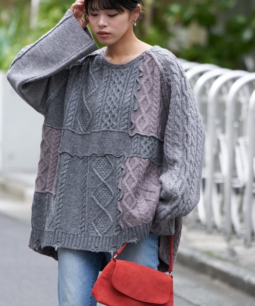 【etsinta/エシンタ】リメイクオーバーラムニット