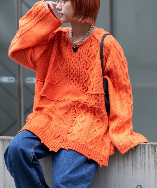 【etsinta/エシンタ】リメイクオーバーラムニット