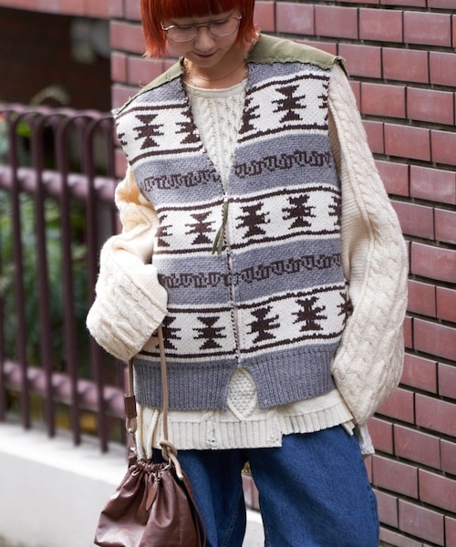 etsinta/エシンタ】リメイクミリタリーツイルカウチンベスト｜チャオ