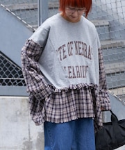 【etsinta/エシンタ】リメイクチェックフリルtee