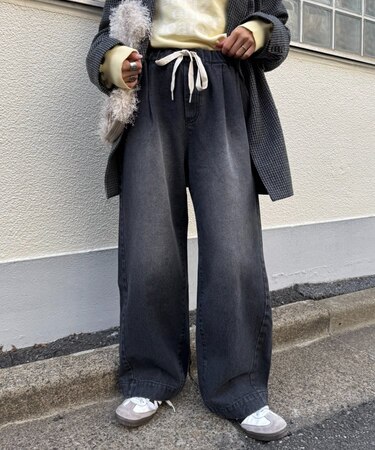 【5サイズ展開/低身長・高身長対応】デイリーイージーワイドデニム