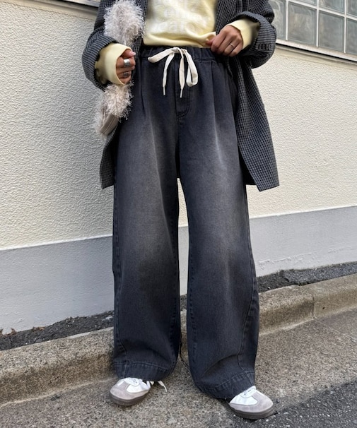 【5サイズ展開/低身長・高身長対応】デイリーイージーワイドデニム