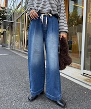 【5サイズ展開/低身長・高身長対応】デイリーイージーワイドデニム