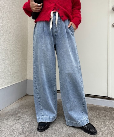 【5サイズ展開/低身長・高身長対応】デイリーイージーワイドデニム