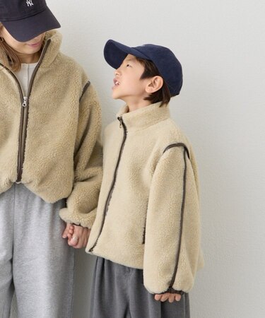 【KIDS】【ジュニアサイズあり】ぬくかるマルチウェイボアスタンドジャケット