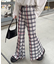 ★H.Sチェックメロー切り替えフレアパンツ