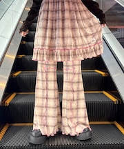 ★H.Sチェックメロー切り替えフレアパンツ