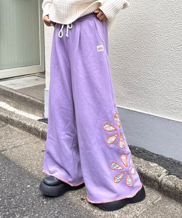 ★H.Sフラワーカットスウェットワイドパンツ