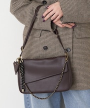 ミラーチャーム付きアソート素材フラップチェーンBAG