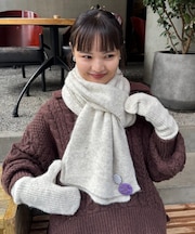 缶バッチ付きマフラー×手袋3点セット