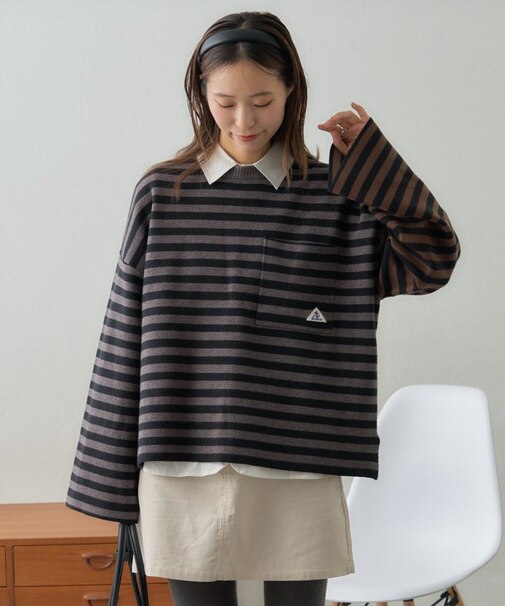 【GEVACO】ショートボーダーニットプルオーバー