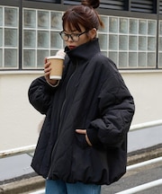 切り替えキルティングスタンドカラーバルーンブルゾン