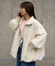 切り替えキルティングスタンドカラーバルーンブルゾン