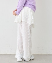 【KIDS】レースヘムラインレイヤードパンツ≪ジュニアサイズあり≫