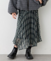 【KIDS】2WAYイレギュラーヘムプリーツチェックスカート