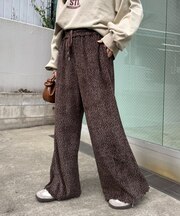 ベロアリブアソート柄ワイドイージーパンツ