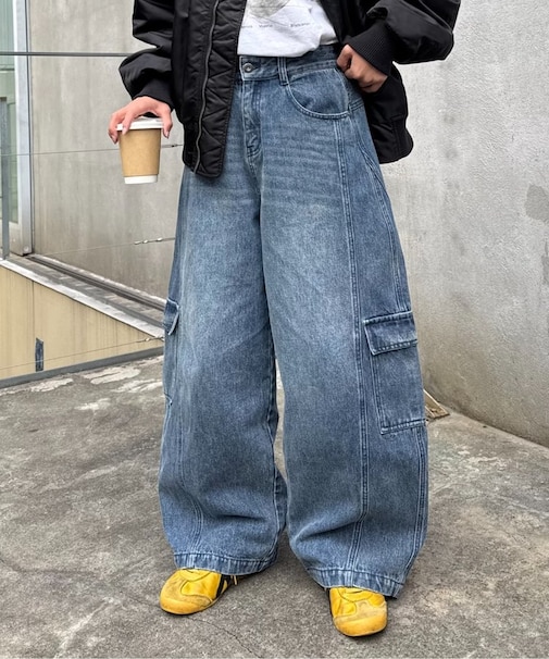 【UNISEX】バルーンカーブカーゴデニムパンツ