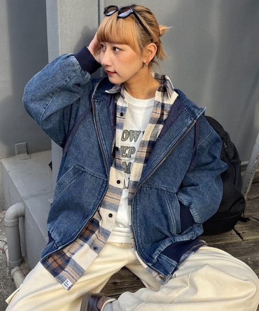 【UNISEX】アソート素材フードジャケット/デニムジャケット