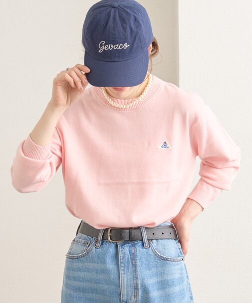 【GEVACO】コットンラウンドネックニット