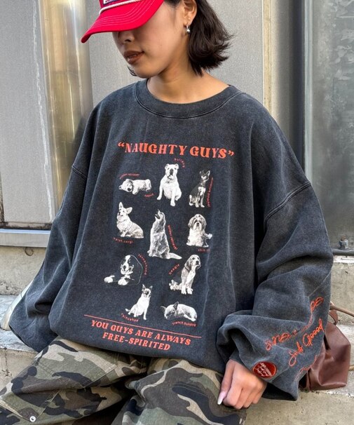 【SOUNDS GOOOOD】DOGプリント刺繍ヴィンテージスウェット