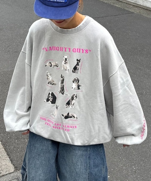 【SOUNDS GOOOOD】DOGプリント刺繍ヴィンテージスウェット