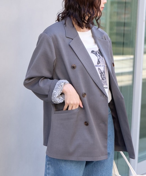 袖折り返しオーバーサイズテーラージャケット