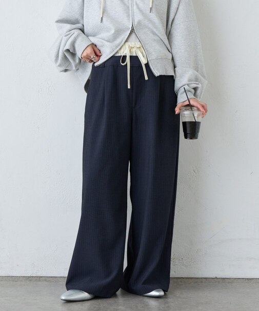 ダブルウエストワイドイージースラックス