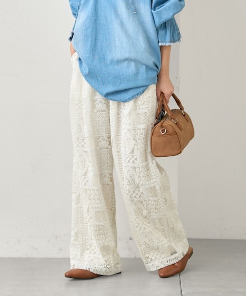 ボタニカルワイドイージーレースパンツ