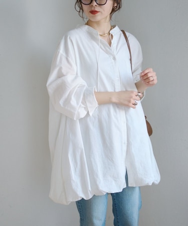 アソート柄裾バルーンチュニックブラウス