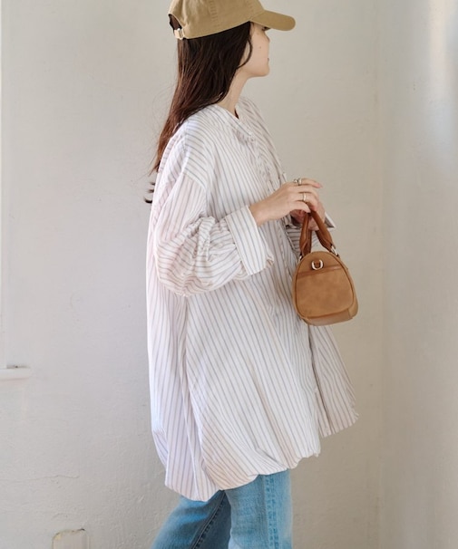 アソート柄裾バルーンチュニックブラウス