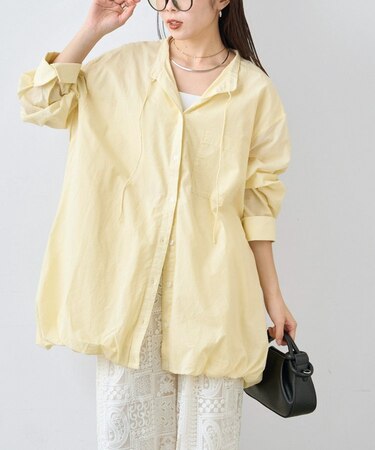 アソート柄裾バルーンチュニックブラウス