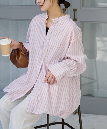 アソート柄裾バルーンチュニックブラウス