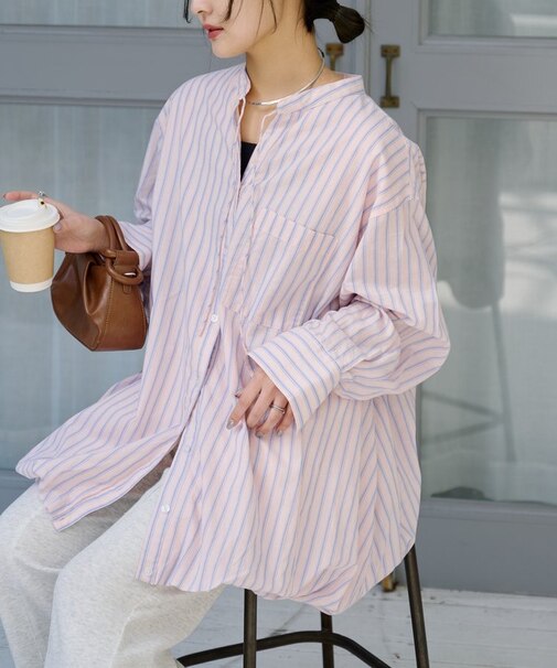 アソート柄裾バルーンチュニックブラウス