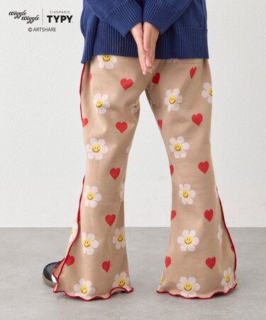 【KIDS】【wigglewiggle】配色メロウジャガード微フレアパンツ