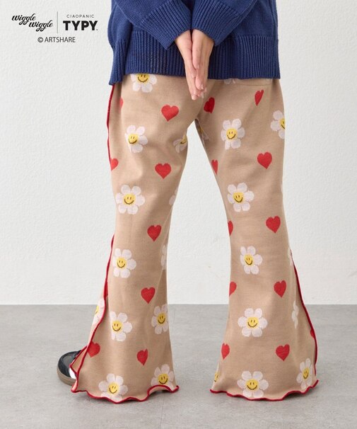 【KIDS】【wigglewiggle】配色メロウジャガード微フレアパンツ