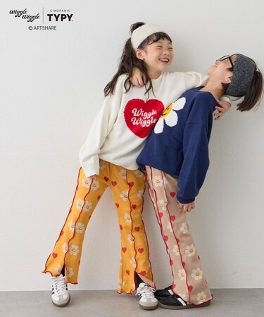 【KIDS】【wigglewiggle】配色メロウジャガード微フレアパンツ