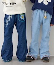 【KIDS】【wigglewiggle】配色フリルフレアデニム