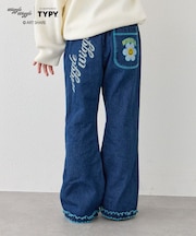 【KIDS】【wigglewiggle】配色フリルフレアデニム