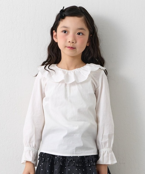 【KIDS】【フォーマル・セレモニー】 洗えるフリル襟シャツブラウス