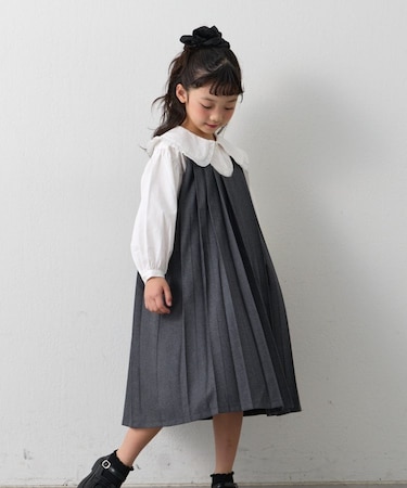 【KIDS】【フォーマル・セレモニー】BIGカラー襟プリーツワンピースセット