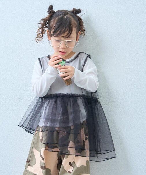 【KIDS】レイヤードTEE付きアシメチュールチュニック