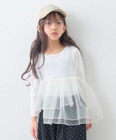 【KIDS】レイヤードTEE付きアシメチュールチュニック