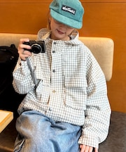 【UNISEX】チェックフードシャウター