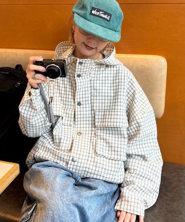 【UNISEX】チェックフードシャウター