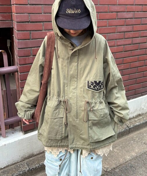 【etsinta】レースベスト付モッズコート