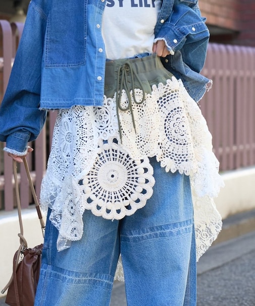 【etsinta】2wayレースミリタリーミニスカート