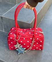 【UNISEX】星チャーム付きアソート柄ボストンBAG