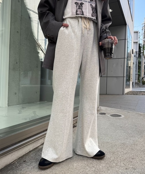 【－3kg見え】リブダンボールフレアパンツ